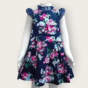 Janie And Jack Floral Navy Blue Kids Dress